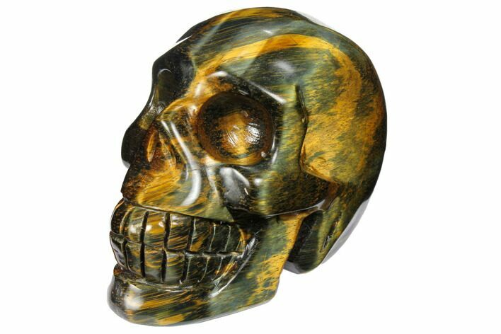 Polished Tiger's Eye Skull - Crystal Skull #111814